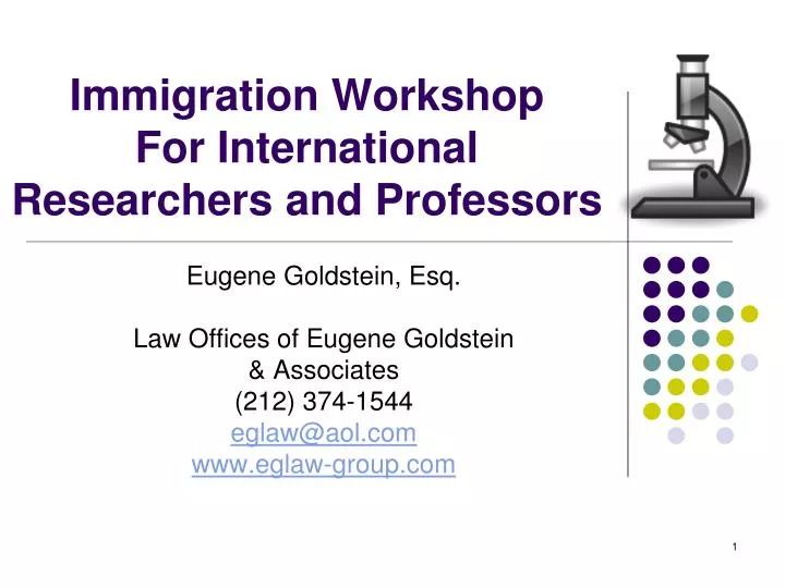 immigration workshop for international researchers and professors