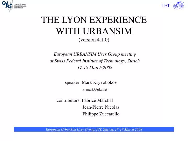 the lyon experience with urbansim version 4 1 0