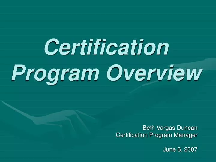 certification program overview