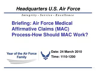 Briefing: Air Force Medical Affirmative Claims (MAC) Process-How Should MAC Work?