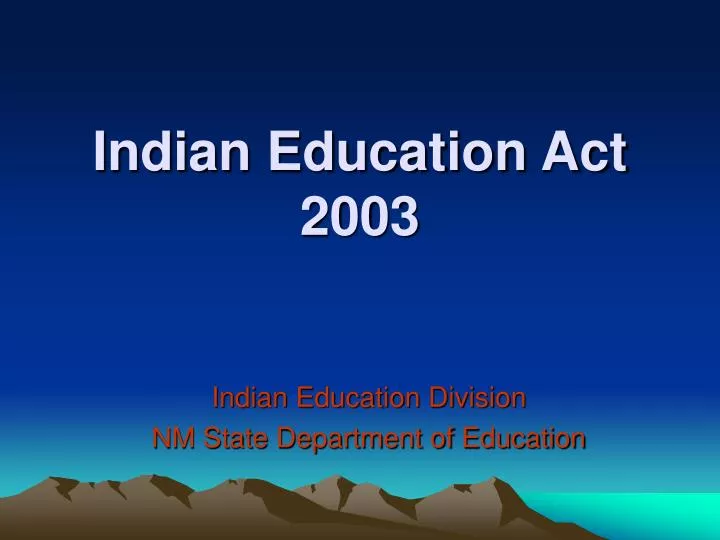indian education act 2003