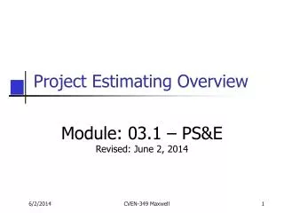 Project Estimating Overview