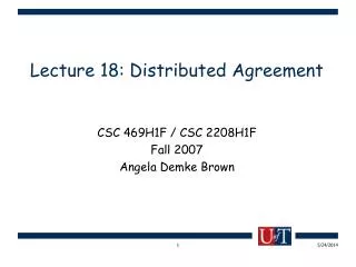 Lecture 18: Distributed Agreement