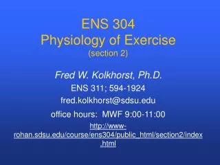 ENS 304 Physiology of Exercise (section 2)
