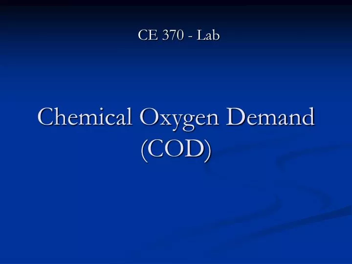 chemical oxygen demand cod