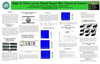 High Q Micro cavity Based Smart Bio Chemical Sensors Sudhaprasanna Padigi 1 , Nirupama Bulusu 2 , Shalini Prasad 1