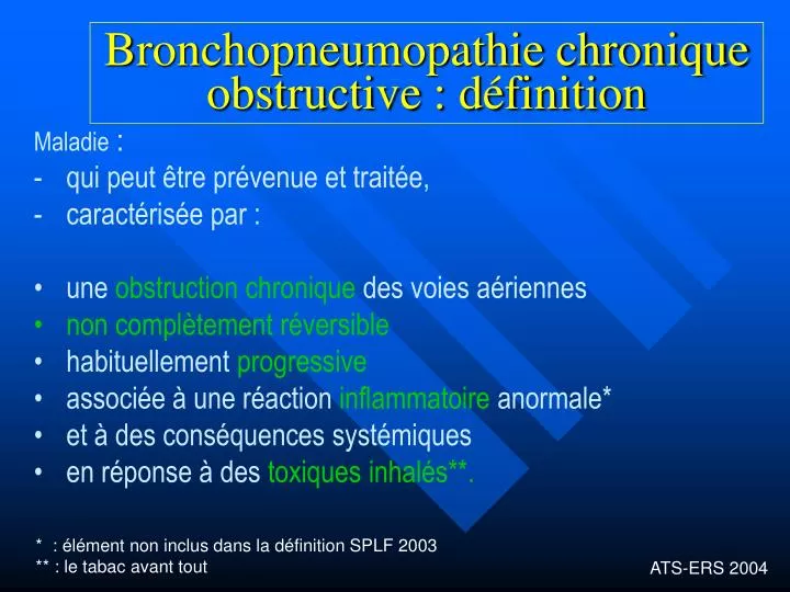 bronchopneumopathie chronique obstructive d finition