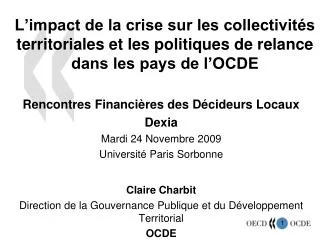 L’impact de la crise sur les collectivités territoriales et les politiques de relance dans les pays de l’OCDE