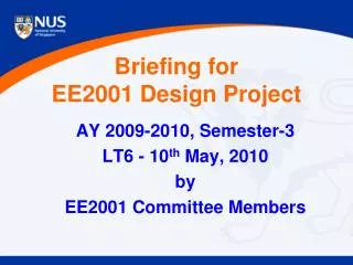 Briefing for EE2001 Design Project