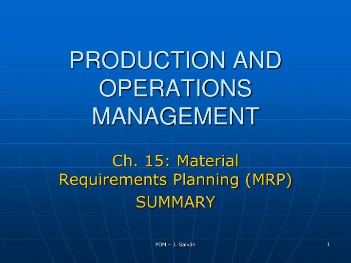 ch 15 material requirements planning mrp summary