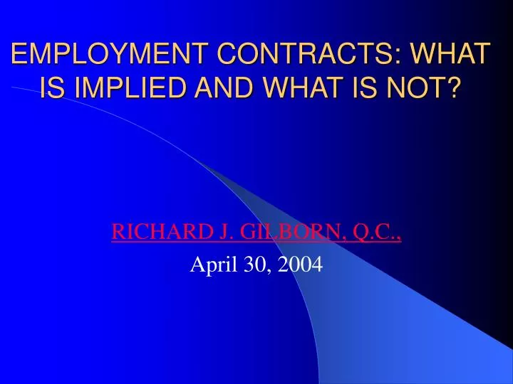 employment contracts what is implied and what is not