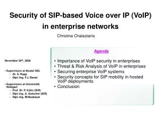Security of SIP-based Voice over IP (VoIP) in enterprise networks