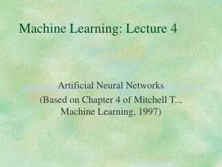 Machine Learning: Lecture 4