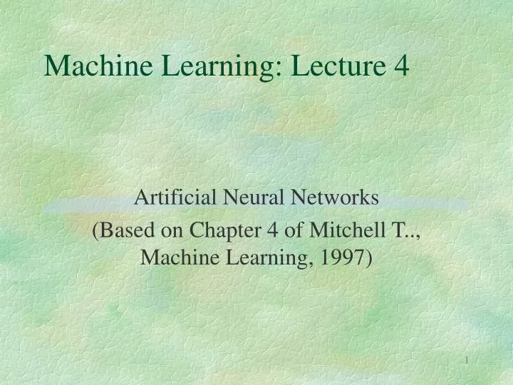 machine learning lecture 4
