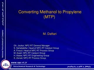 Converting Methanol to Propylene (MTP)