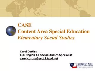 CASE Content Area Special Education Elementary Social Studies