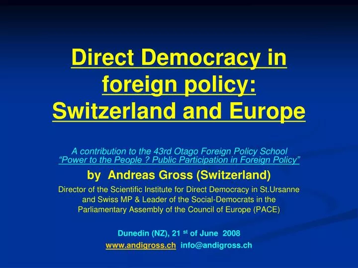 direct democracy in foreign policy switzerland and europe