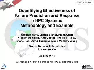 Quantifying Effectiveness of Failure Prediction and Response in HPC Systems: Methodology and Example
