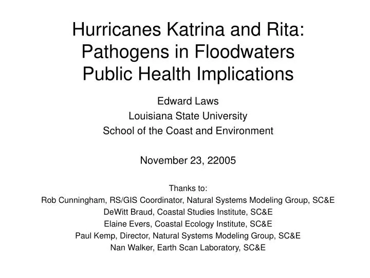 hurricanes katrina and rita pathogens in floodwaters public health implications