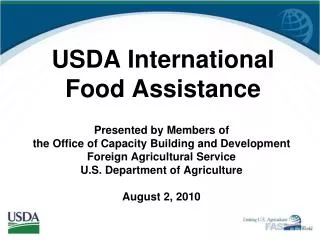 USDA International Food Assistance