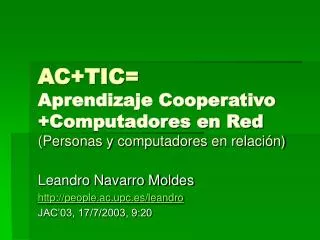 ac tic aprendizaje cooperativo computadores en red personas y computadores en relaci n