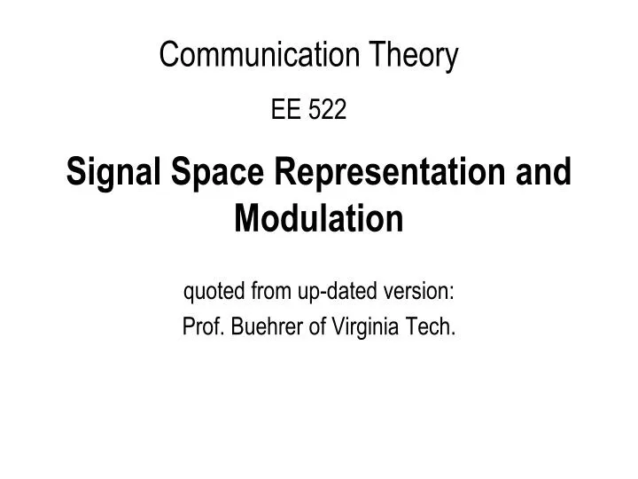 signal space representation and modulation