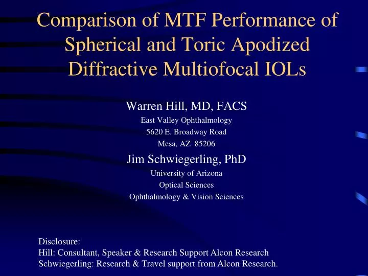 comparison of mtf performance of spherical and toric apodized diffractive multiofocal iols