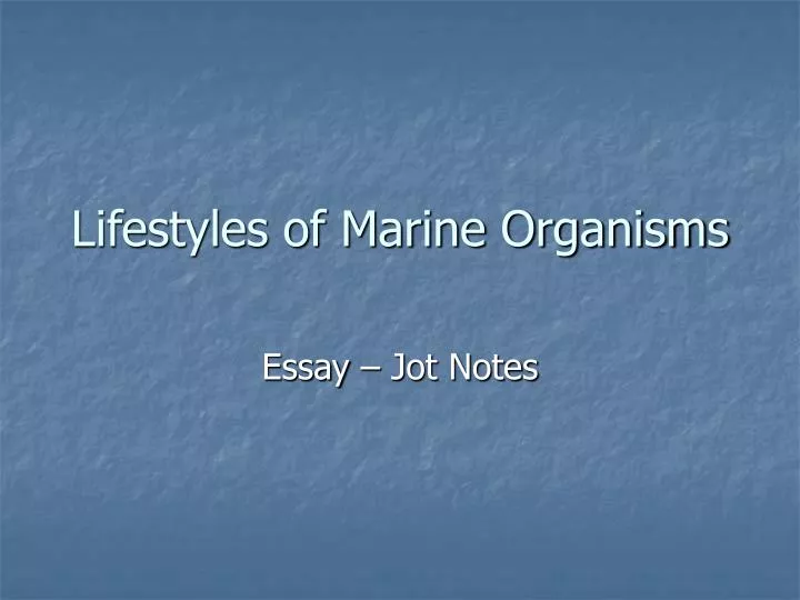lifestyles of marine organisms