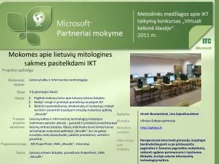 Mokomės apie lietuvių mitologines sakmes pasitelkdami IKT