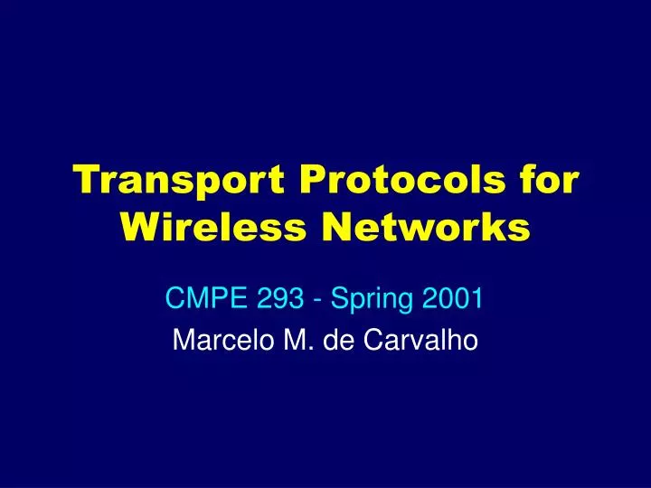 transport protocols for wireless networks