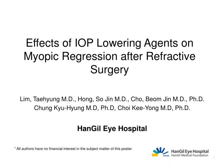 effects of iop lowering agents on myopic regression after refractive surgery
