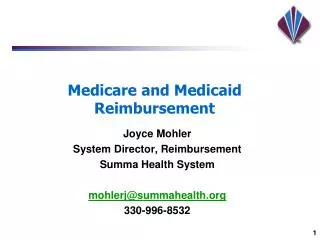 Medicare and Medicaid Reimbursement