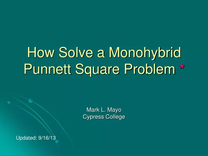 how solve a monohybrid punnett square problem