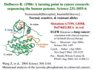 Dulbecco R. (1986) A turning point in cancer research: sequencing the human genome. Science 231:1055-6