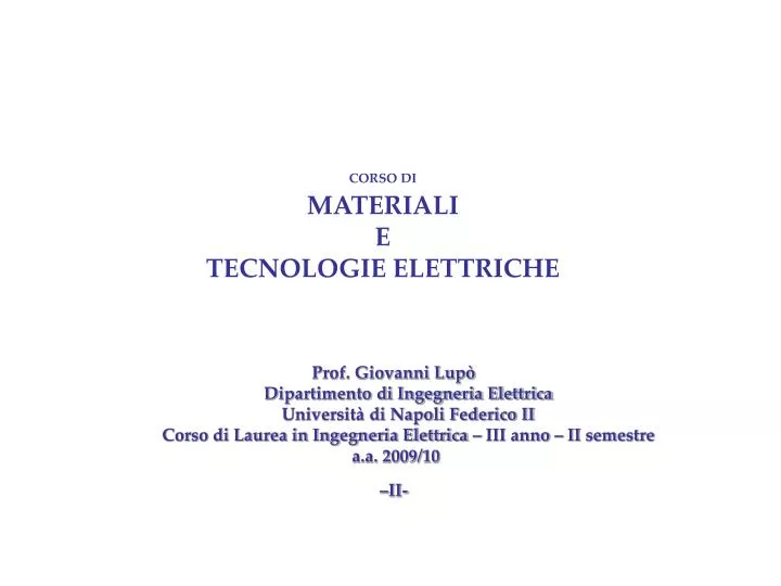 corso di materiali e tecnologie elettriche