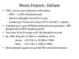 Massey-Ferguson - Epilogue
