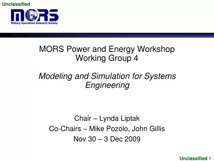 mors power and energy workshop working group 4 modeling and simulation for systems engineering