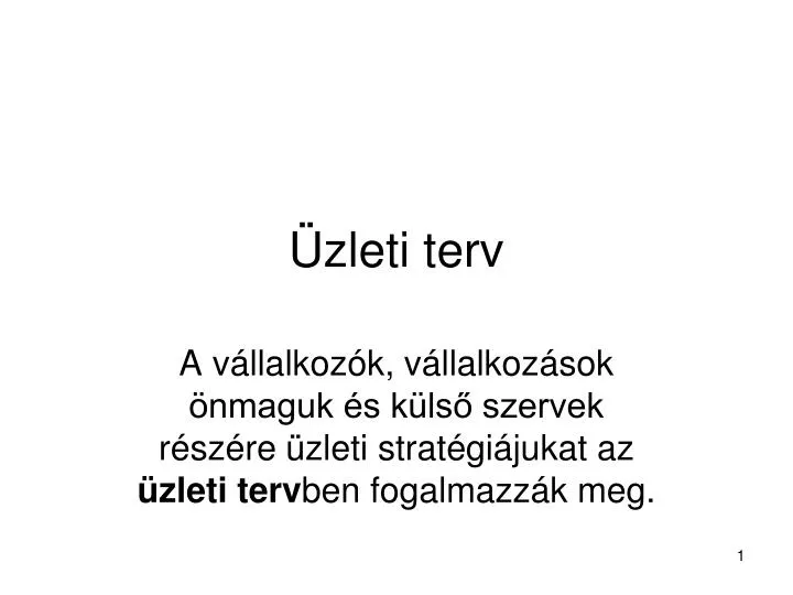 zleti terv