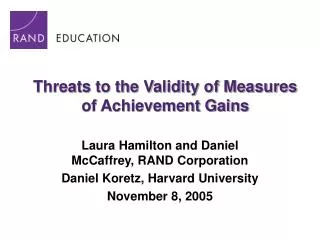 Threats to the Validity of Measures of Achievement Gains