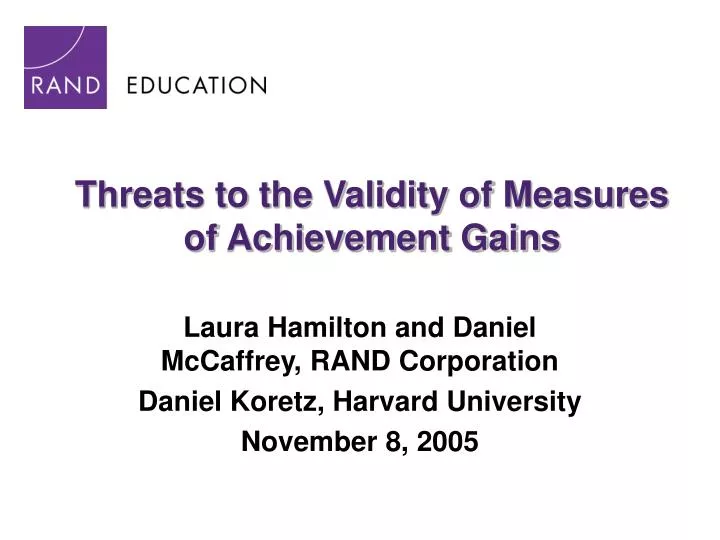 threats to the validity of measures of achievement gains