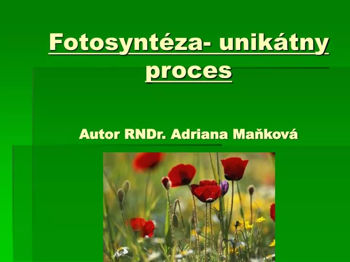 fotosynt za unik tny proces autor rndr adriana ma kov