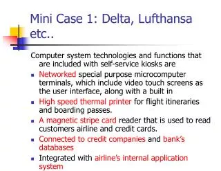 Mini Case 1: Delta, Lufthansa etc..