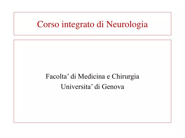 corso integrato di neurologia