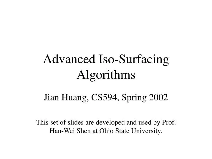 advanced iso surfacing algorithms