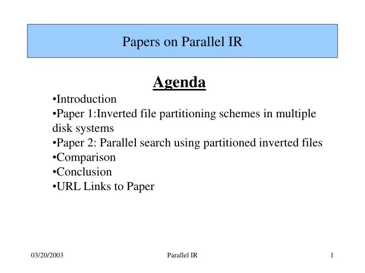 papers on parallel ir
