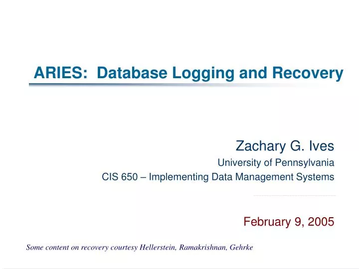 aries database logging and recovery