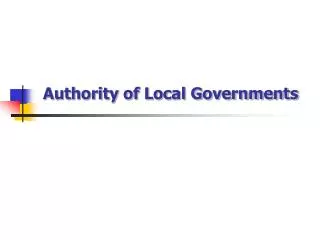 Authority of Local Governments