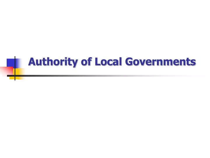 authority of local governments