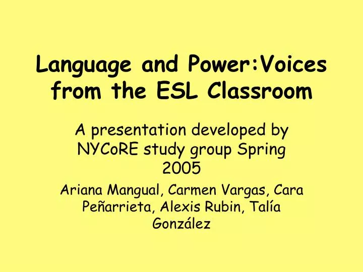 language and power voices from the esl classroom