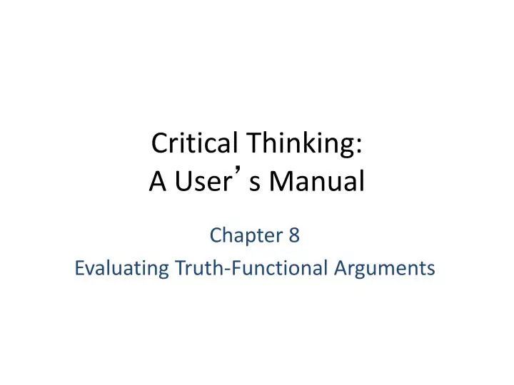 critical thinking a user s manual